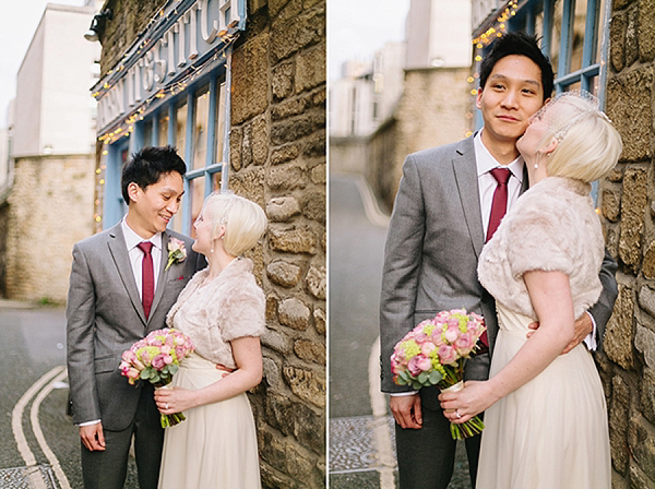 A bride wearing her Mums 1980s wedding dress with photography by Kirsten Mavric