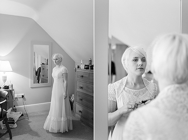 A bride wearing her Mums 1980s wedding dress with photography by Kirsten Mavric