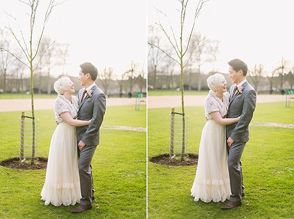 A bride wearing her Mums 1980s wedding dress with photography by Kirsten Mavric