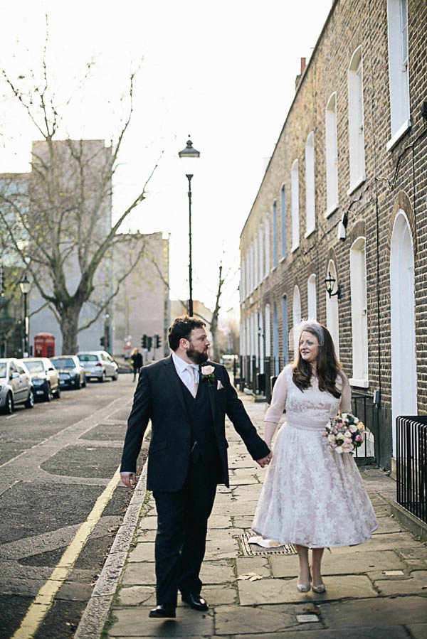 A 1950 tea length dress for a vintage inspired London wedding