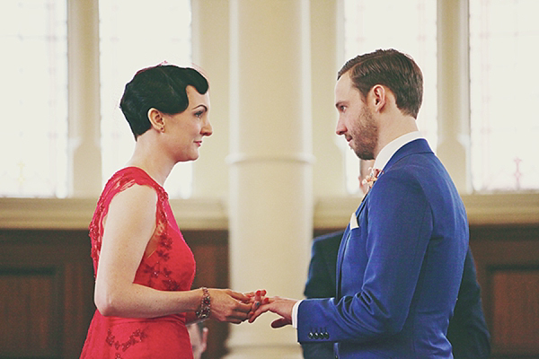 Old Finsbury Town Hall Wedding red wedding dress