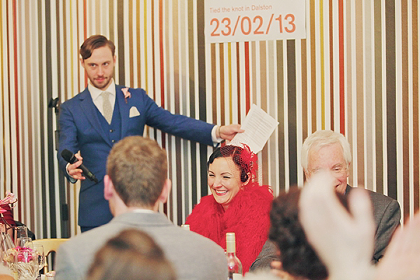 Old Finsbury Town Hall Wedding red wedding dress