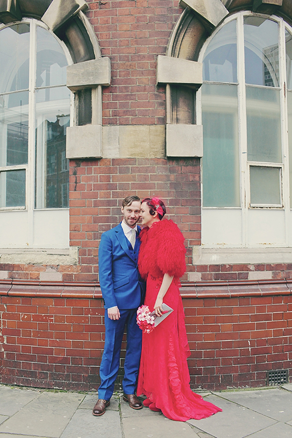 Old Finsbury Town Hall Wedding red wedding dress