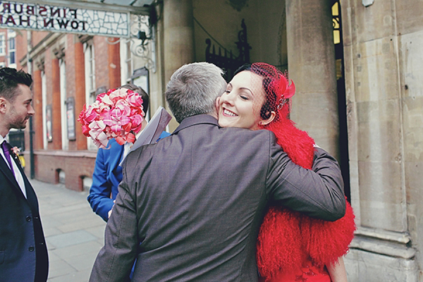 Old Finsbury Town Hall Wedding red wedding dress