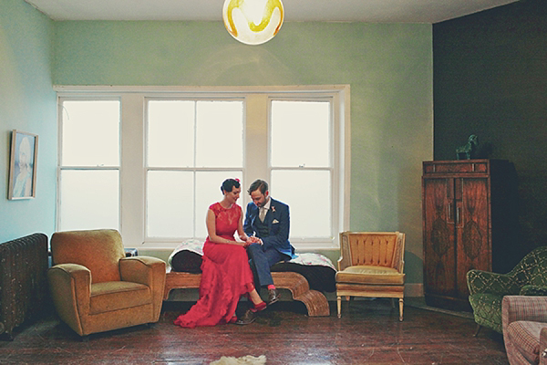 Old Finsbury Town Hall Wedding red wedding dress