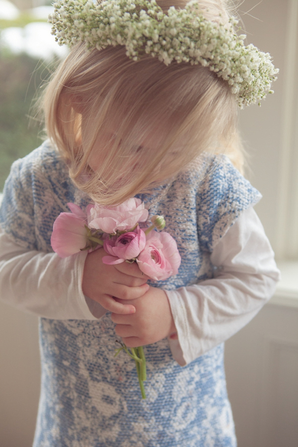 Ranunculus floral crown spring wedding flowers  Cat Hepple Photography