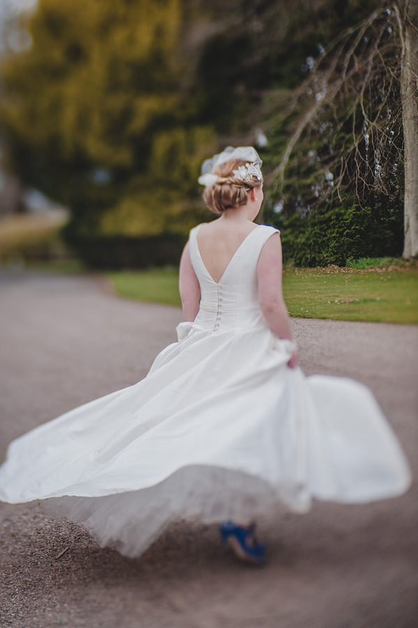 1950a Audrey style wedding dress by Blue Bridal Quirky Scotish Wedding Zoe Barrie Photography