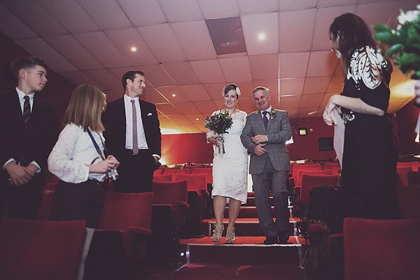 1960s inspired short wedding dress Electric Cinema Wedding Photos by Anna Hardy