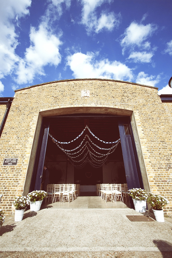 Vintage wedding dress Trinity Boy Wharf London lighthouse wedding