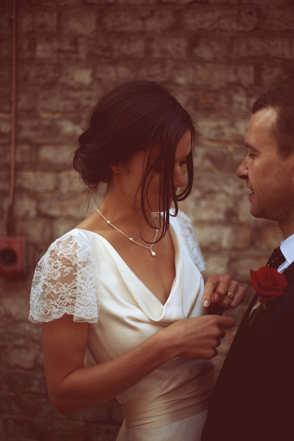 Vintage wedding dress Trinity Boy Wharf London lighthouse wedding