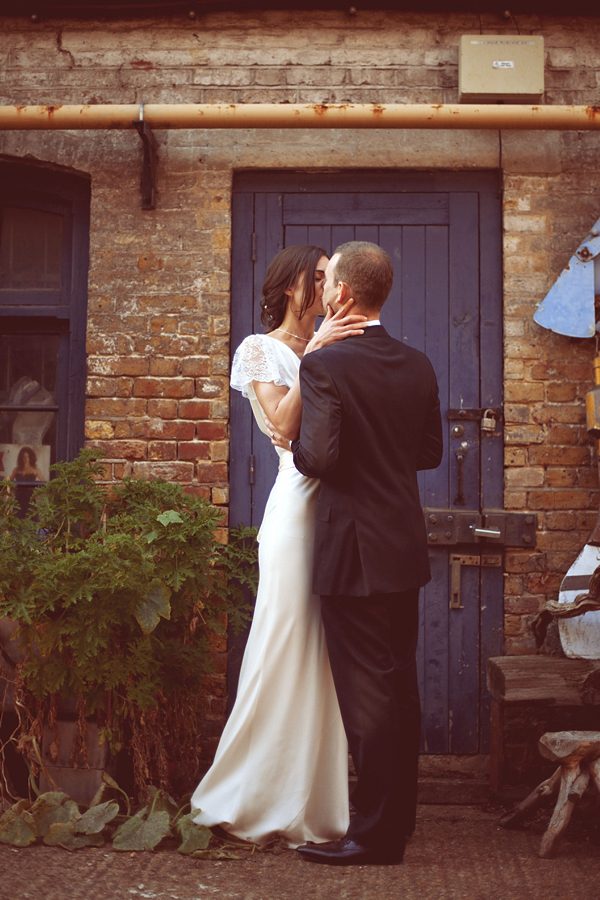 Vintage wedding dress Trinity Boy Wharf London lighthouse wedding