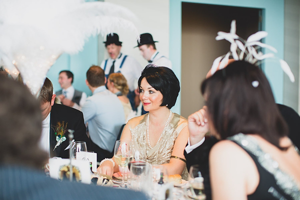 1920s inspired wedding Midland Hotel Pale Green Wedding Dress