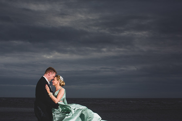 1920s inspired wedding Midland Hotel Pale Green Wedding Dress