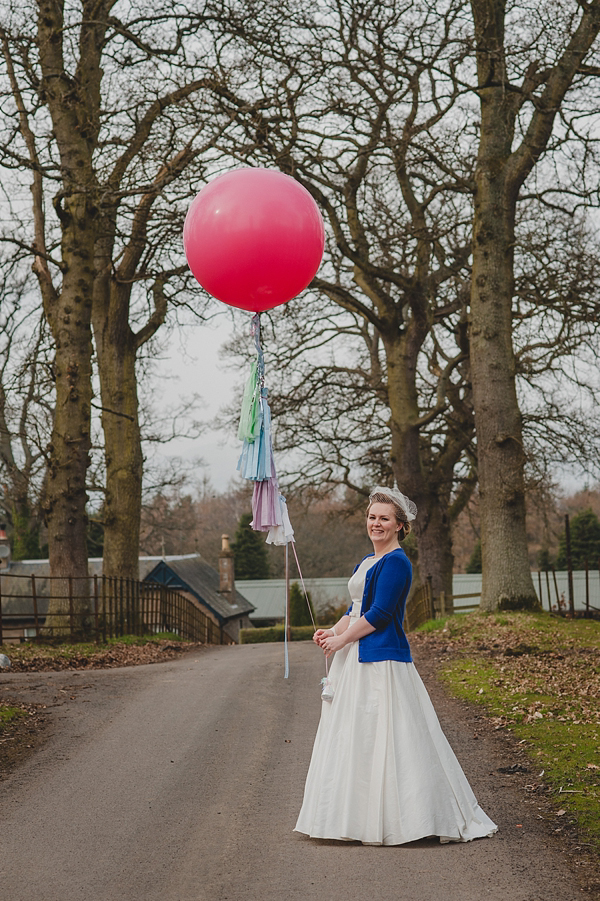 1950a Audrey style wedding dress by Blue Bridal Quirky Scotish Wedding Zoe Barrie Photography