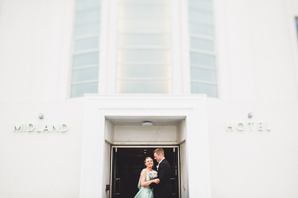 1920s inspired wedding Midland Hotel Pale Green Wedding Dress