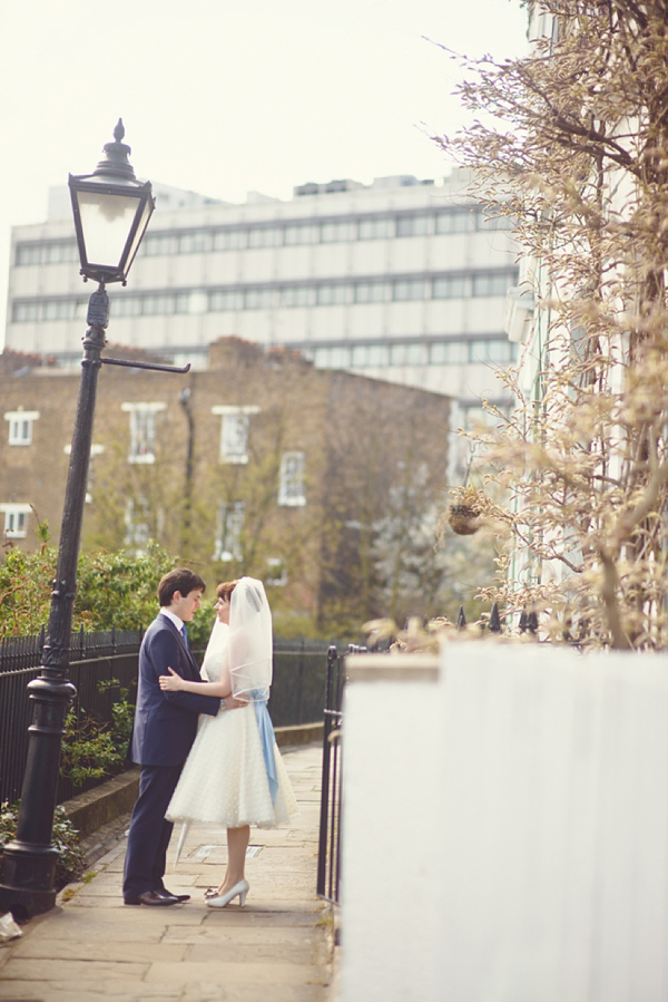 Polka dot 50s style wedding dress Islington Town  Hall Wedding