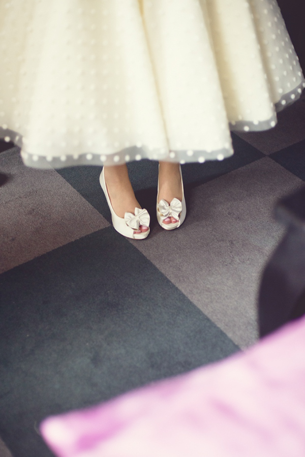 Polka dot 50s style wedding dress Islington Town  Hall Wedding