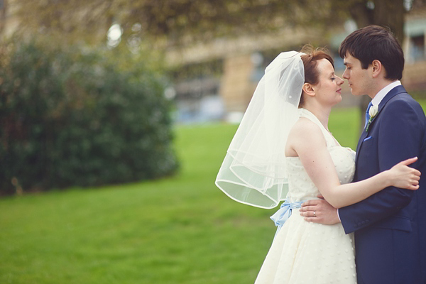 Polka dot 50s style wedding dress Islington Town  Hall Wedding