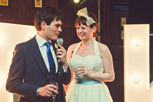 Polka dot 50s style wedding dress Islington Town  Hall Wedding