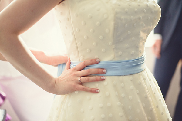 Polka dot 50s style wedding dress Islington Town  Hall Wedding