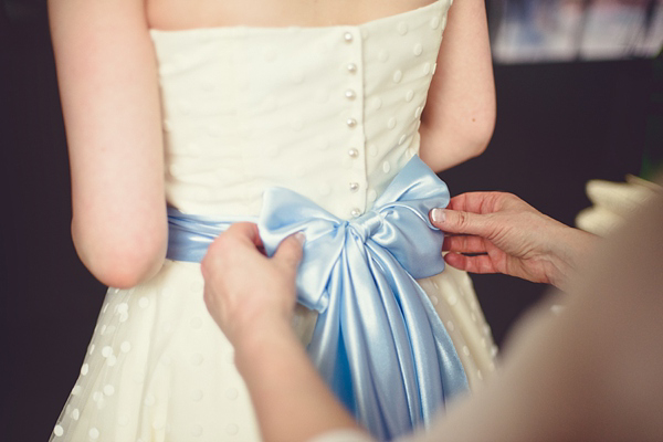 Polka dot 50s style wedding dress Islington Town  Hall Wedding