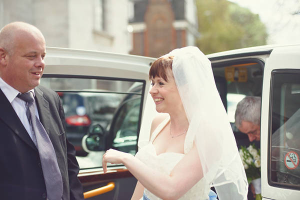 Polka dot 50s style wedding dress Islington Town  Hall Wedding