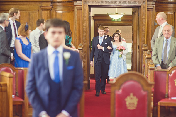 Polka dot 50s style wedding dress Islington Town  Hall Wedding