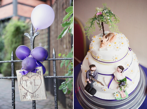 Purple wedding, yellow wedding, homemade wedding, 1950s inspired wedding dress, Nottingham wedding