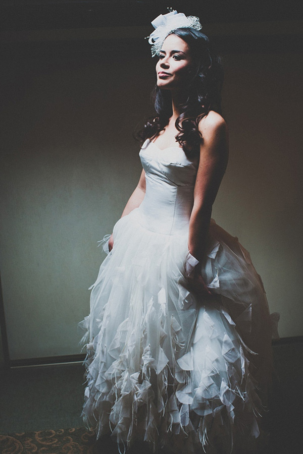 Ostrich Feather Wedding Dress // Andy Wardle Photography