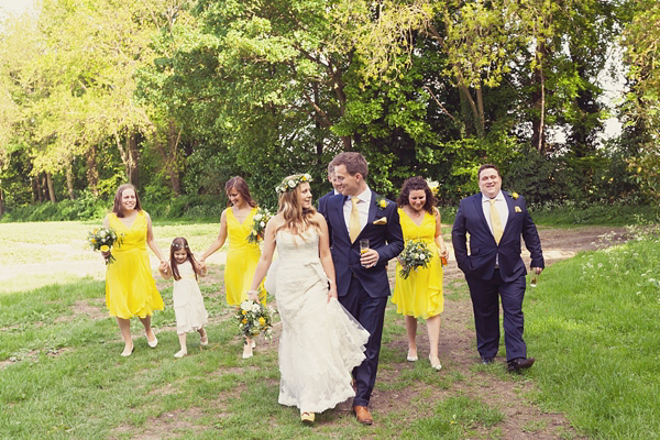 Benjamin Roberts wedding dress, yellow wedding, flower circlet