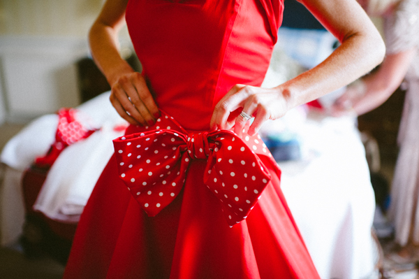 Olivia in a Vampire's Wife Red Falconetti Dress for her Classy