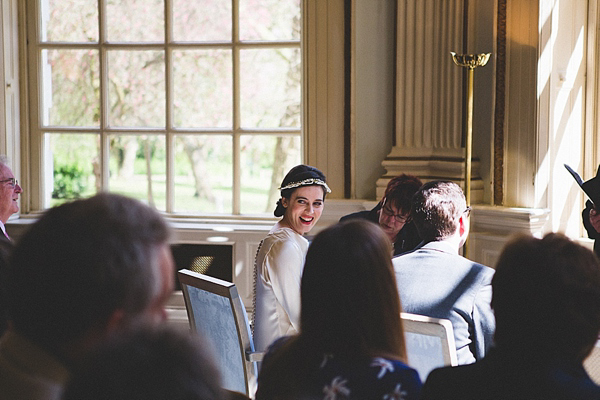 1930s Inspired Wedding, Wax orange blossom crown, London Wedding, Emilie White Photography