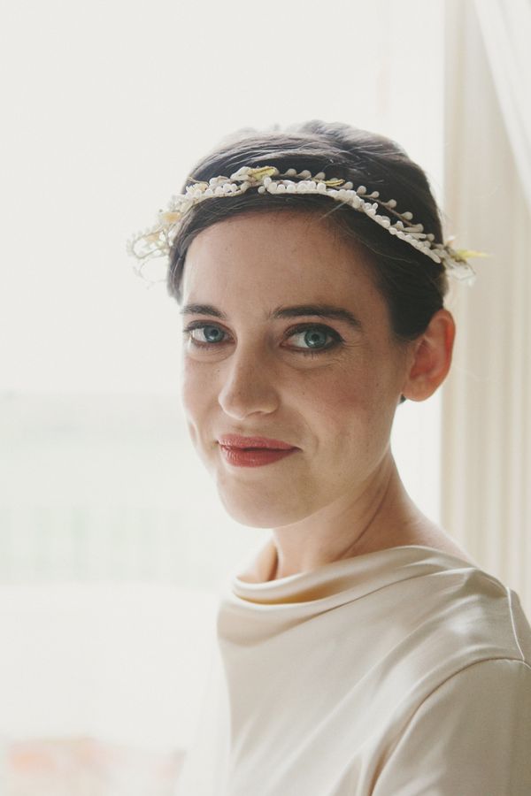 1930s Inspired Wedding, Wax orange blossom crown, London Wedding, Emilie White Photography