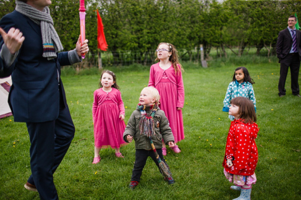 A lego rainbow and cake festival wedding, photograpy by Emma Case