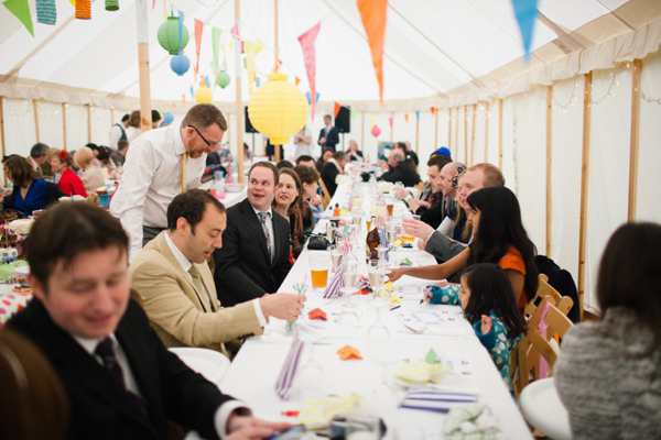 A lego rainbow and cake festival wedding, photograpy by Emma Case