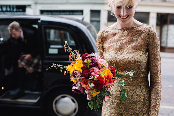 Gold Issa wedding dress, Edinburgh wedding, Caro Weiss Photography