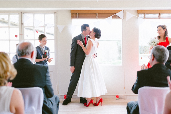 Red polka dot wedding, red wedding shoes