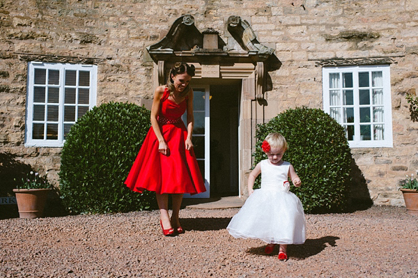 Red polka dot wedding, red wedding shoes