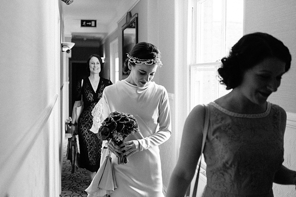 1930s Inspired Wedding, Wax orange blossom crown, London Wedding, Emilie White Photography