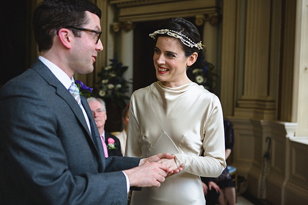 1930s Inspired Wedding, Wax orange blossom crown, London Wedding, Emilie White Photography