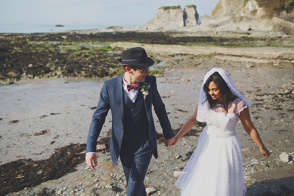 Candy Antony wedding dress, polka dot wedding dress, Devon wedding, seaside wedding