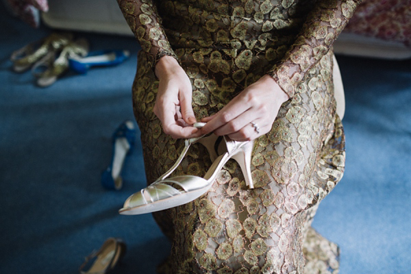 Gold Issa wedding dress, Edinburgh wedding, Caro Weiss Photography