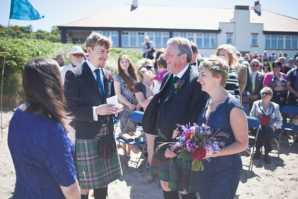 barefoot bride, beach wedding, seaside wedding, Scottish wedding, humanist wedding ceremony, humanist blessing, blue wedding dress, Sally T Photography