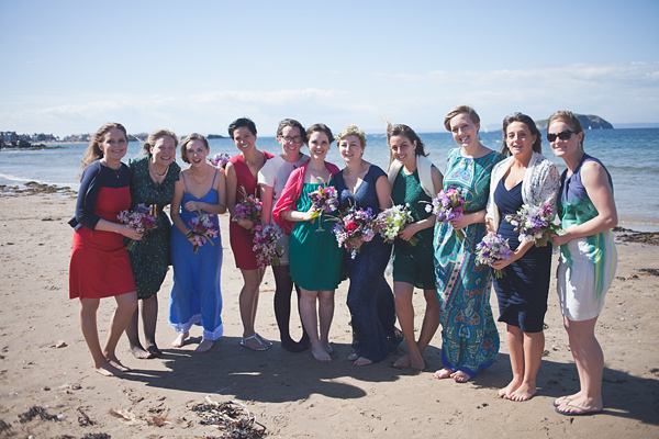 barefoot bride, beach wedding, seaside wedding, Scottish wedding, humanist wedding ceremony, humanist blessing, blue wedding dress, Sally T Photography