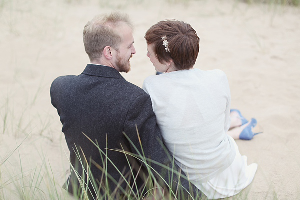 Emmy blue wedding shoes, humanist wedding, seaside wedding, Scottish wedding, Craig & Eva Sanders Photography