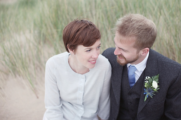 Emmy blue wedding shoes, humanist wedding, seaside wedding, Scottish wedding, Craig & Eva Sanders Photography