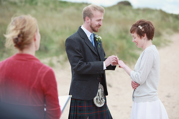 Emmy blue wedding shoes, humanist wedding, seaside wedding, Scottish wedding, Craig & Eva Sanders Photography