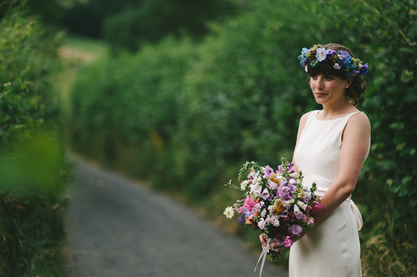 1960s vintage inspired wedding dress, Charlie Brear, Flowers in her hair, Lake District Wedding, English country garden wedding, Kitchener Photography