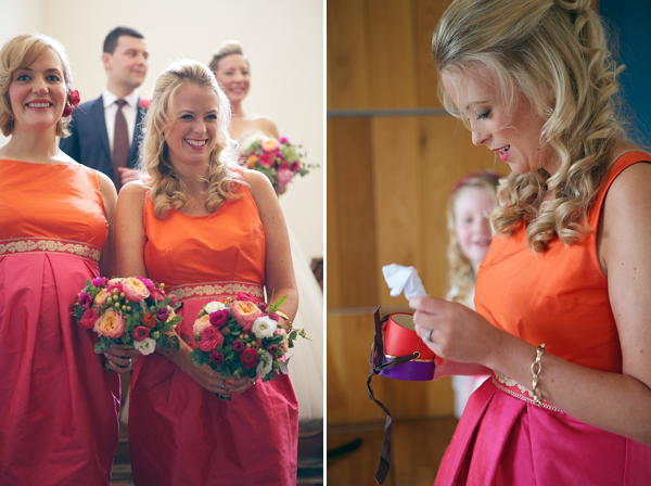 Ian Stuart wedding dress, bright and colourful wedding, Cowley Manor weddings, orange weddings, pink wedding, quirky wedding, non traditional wedding // All images by Nova Photography - novaweddingphotography.co.uk