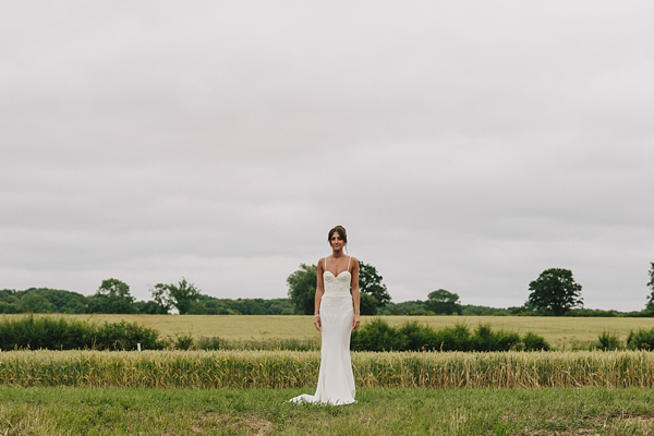 Terry Fox wedding dress, Donna Crain headpiece, quirky and fun barn wedding, Craig and Kate Photography